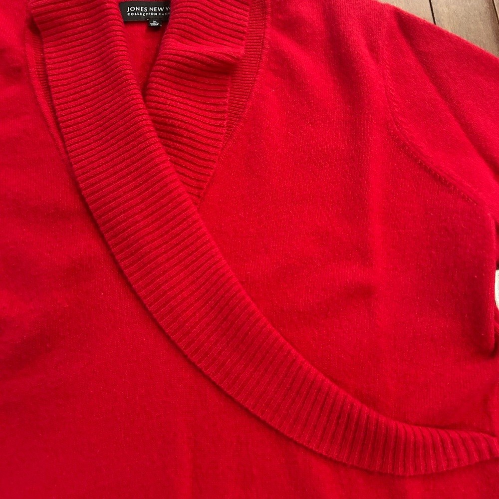 Jones New York Women's Red Cowl Neck 100% Cashmere Sweater Size XL - Picture 3 of 9